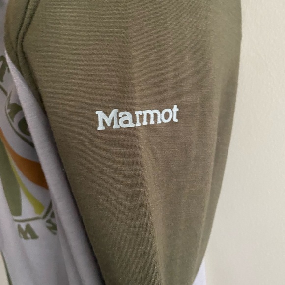 Marmot T Shirt Long Sleeve olive green gray Men's Size Large - Picture 3 of 5